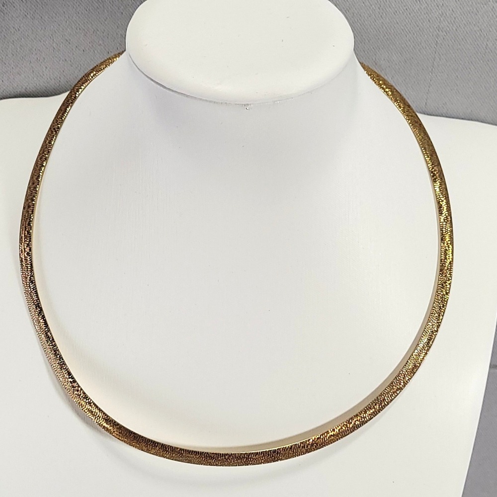 Veronese Italy Sterling Silver Omega Necklace Women 18" Gold Wash 925 Textured